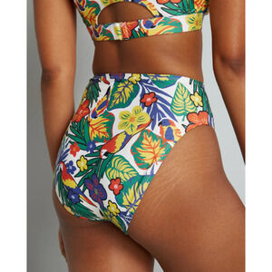 ModCloth 1X The Franky High Waisted Bikini Bottom Swimwear Green Floral Jungle